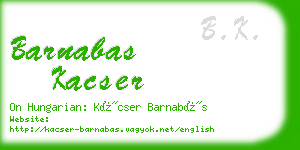 barnabas kacser business card